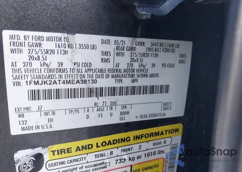 2021 Ford Expedition Limited Max from USA, damaged, VIN 1FMJK2AT4MEA38130